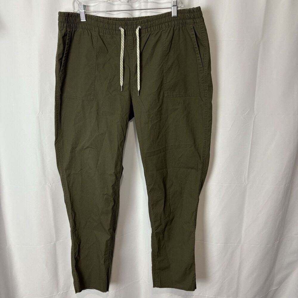 Vuori Women’s XL Ripstop Pants Jogger Organic Cotton Roll Up Raw Hem EUC Olive